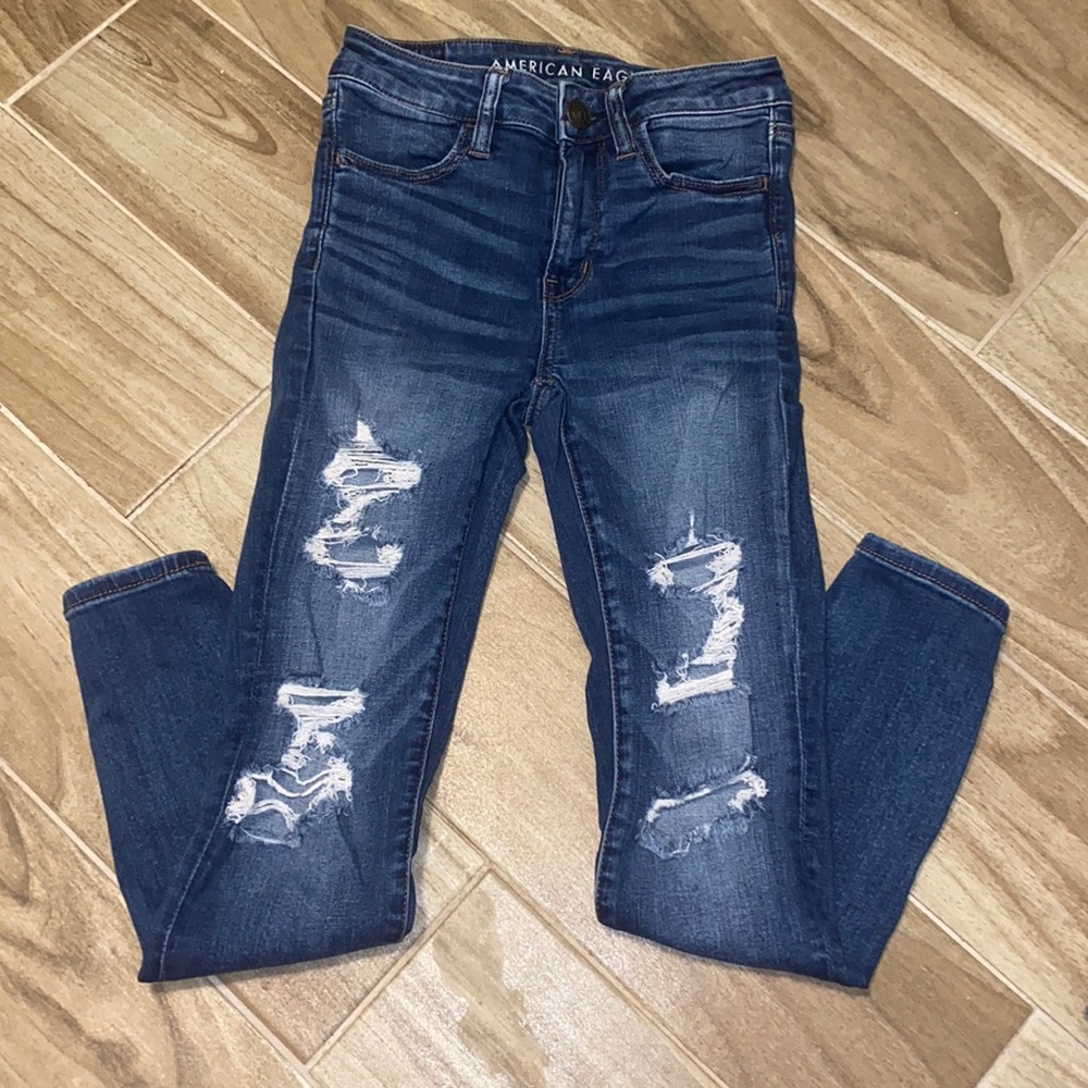 american eagle blue jeans, size 2 short